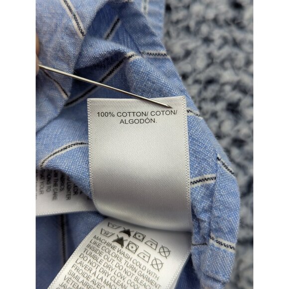 Lucky Brand Button Up Shirt Mens LG Short Sleeve Travel Golf Beachy Western Blue - Picture 11 of 11